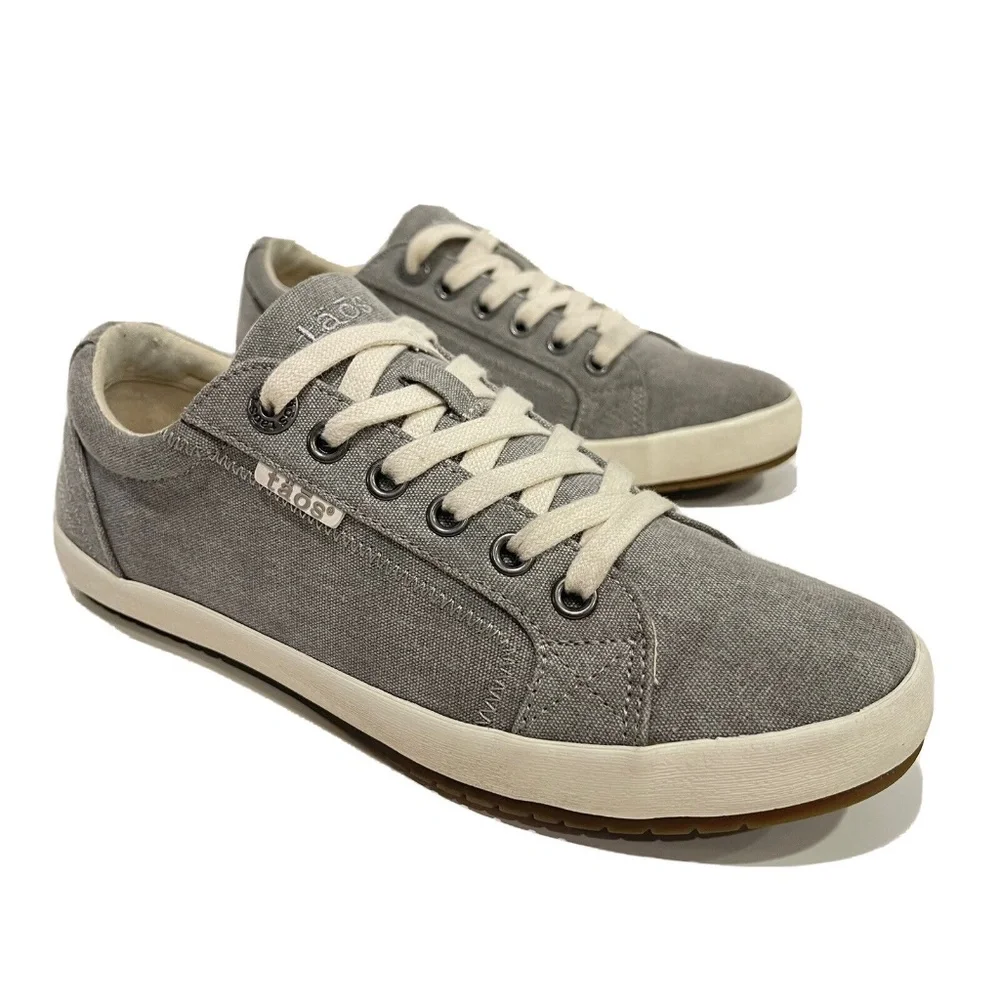 Taos Footwear Star Sneakers Womens Size 6.5 Gray Canvas Low Top Lace Up Shoes